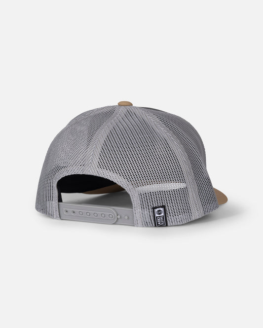 Back view of the Pinnacle 2 Retro Trucker - Grey/Tan. 
