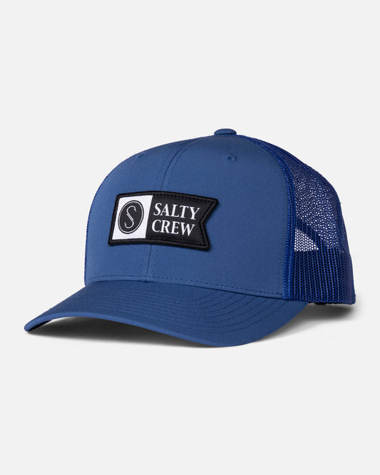 Front view of the Pinnacle 2 Retro Trucker - True Navy. 