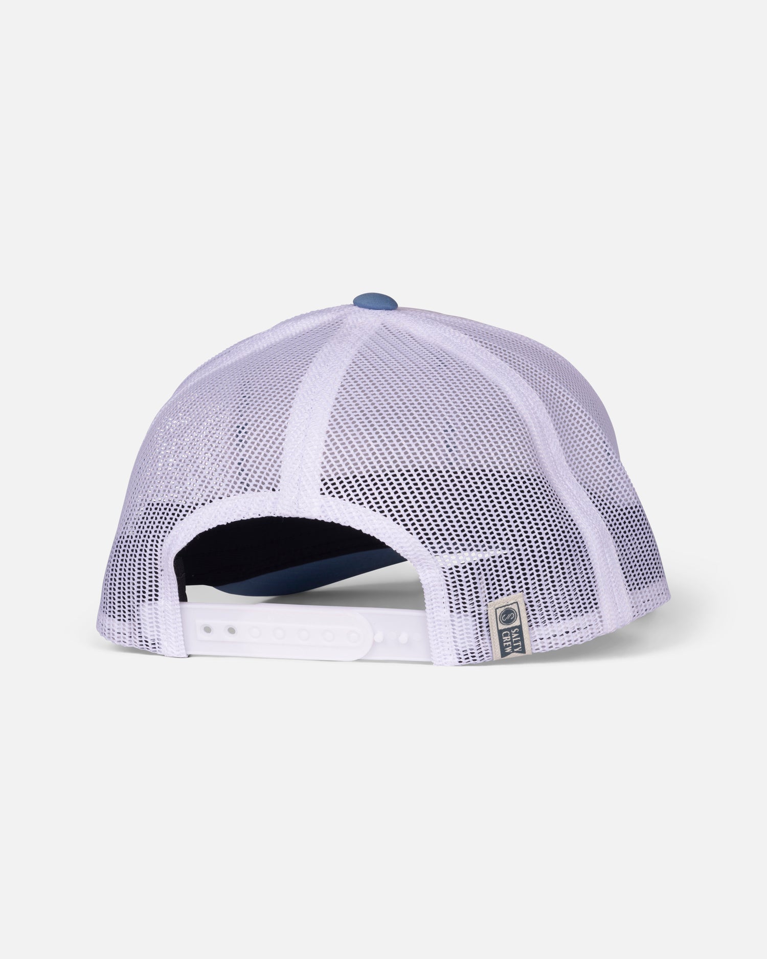 Back view of the Pinnacle 2 Retro Trucker Hat - White/Slate. 