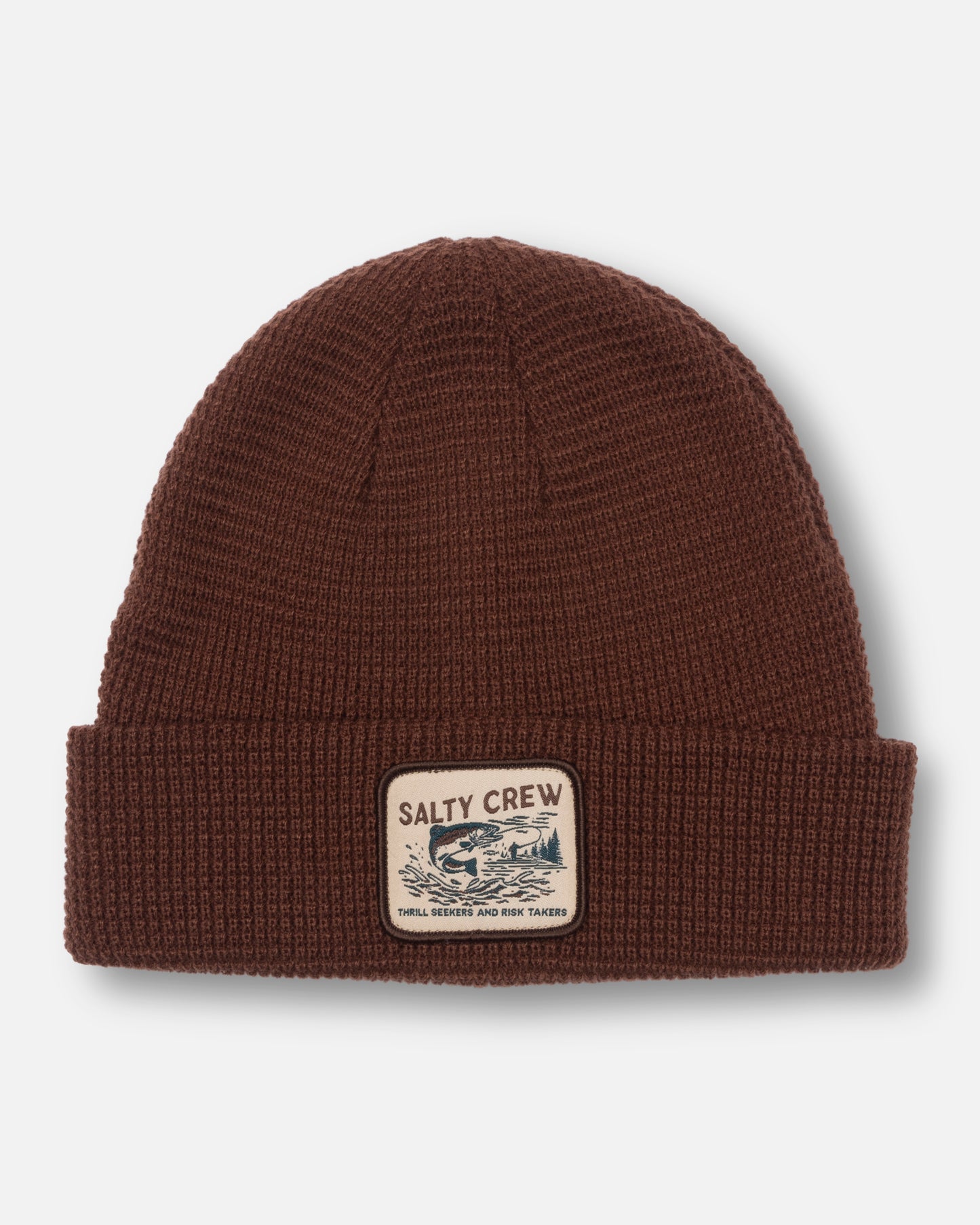 Front view of the Coastal Beanie - Friar Brown. 