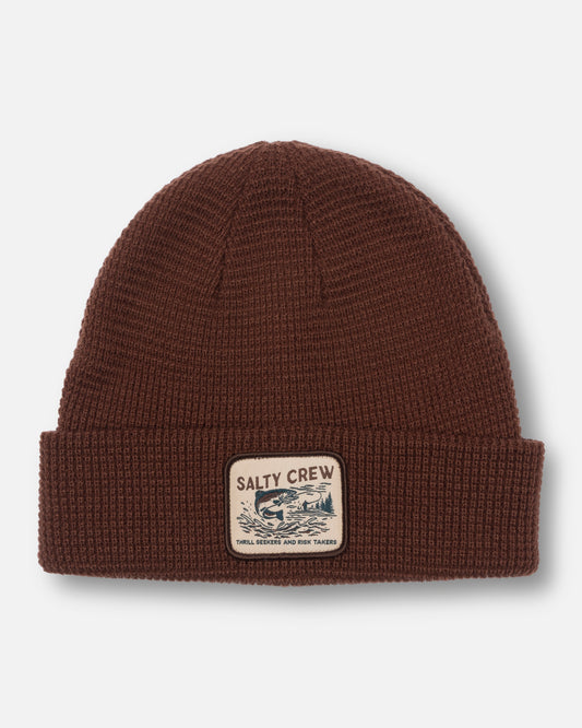 Front view of the Coastal Beanie - Friar Brown. 