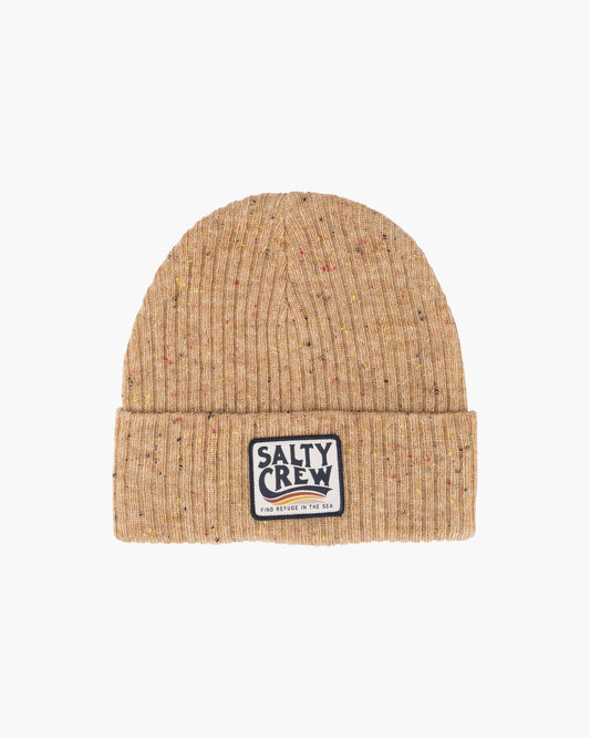 front view of The Wave Oatmeal Heather Beanie