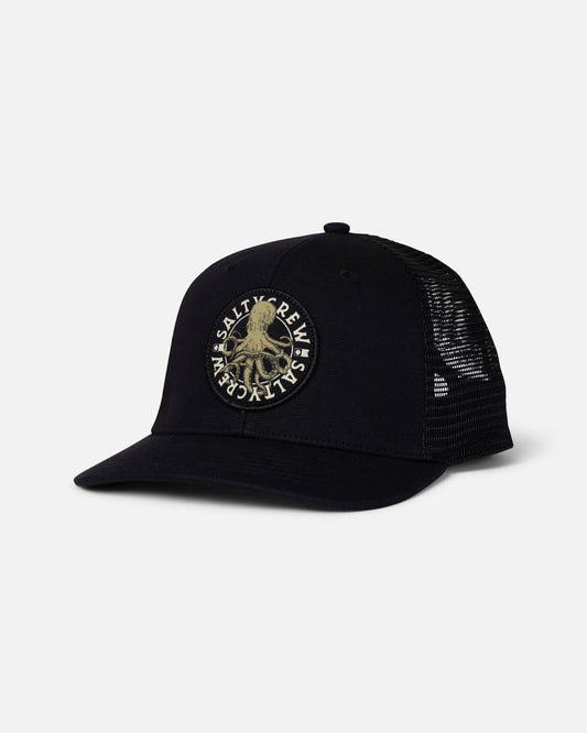 front view of Tentacles Black Retro Trucker