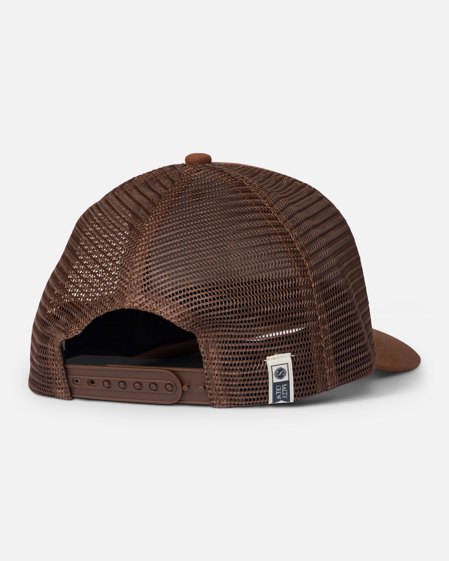 Back view of the Tentacles Boys Retro Trucker Hat - Friar Brown. 
