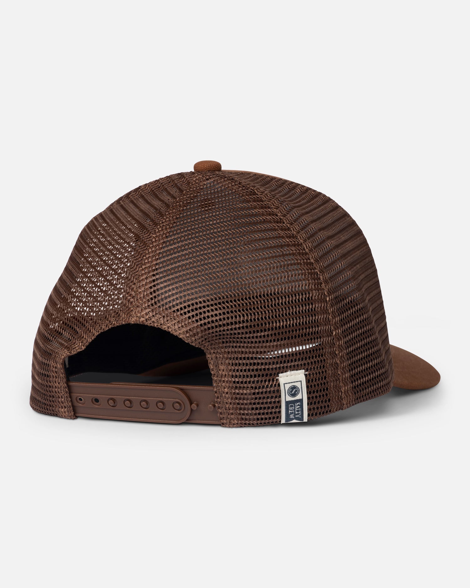 Back view of the Tentacles Boys Retro Trucker Hat - Friar Brown. 