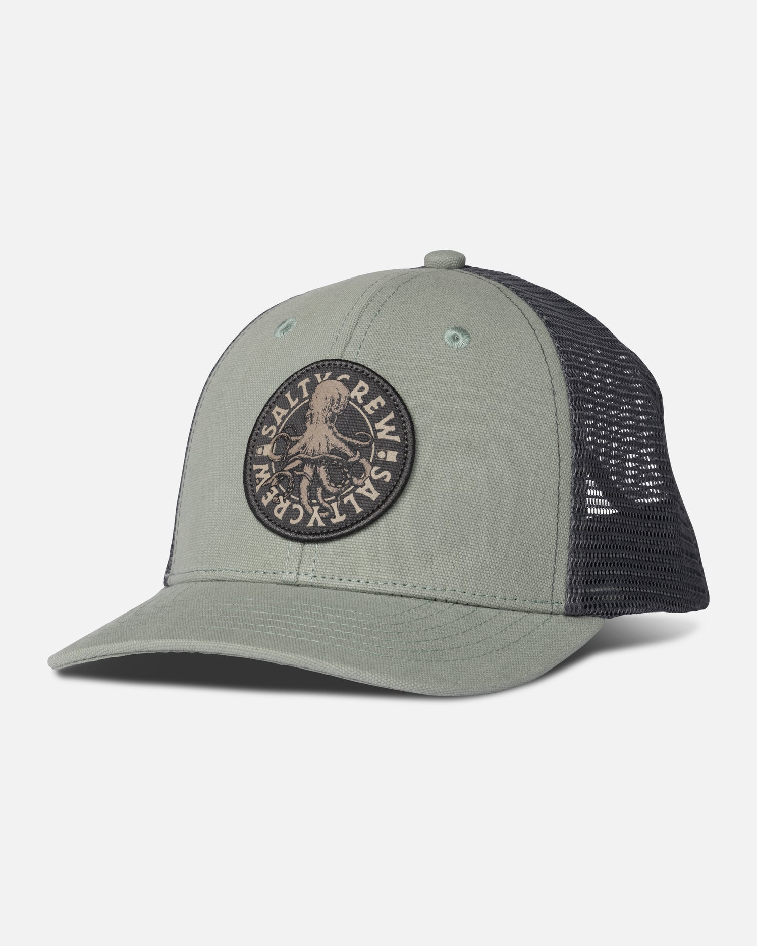 Front view of the Tentacles Boys Retro Trucker Hat - Mackerel. 
