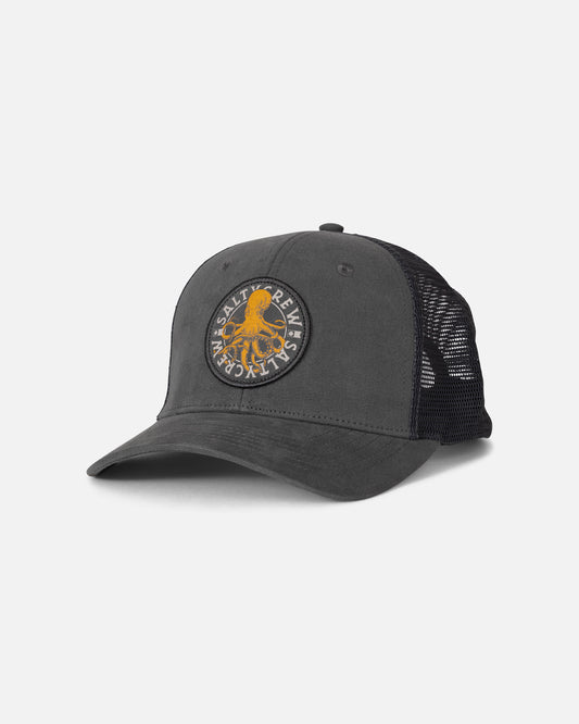 Front view of the Tentacles Retro Trucker - Dark Grey. 