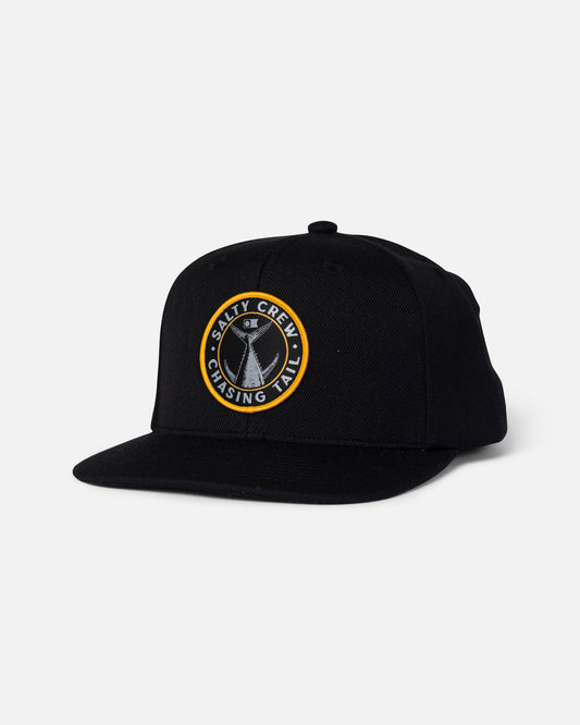 Front view of the Tailgate 6 Panel Hat - Black. 