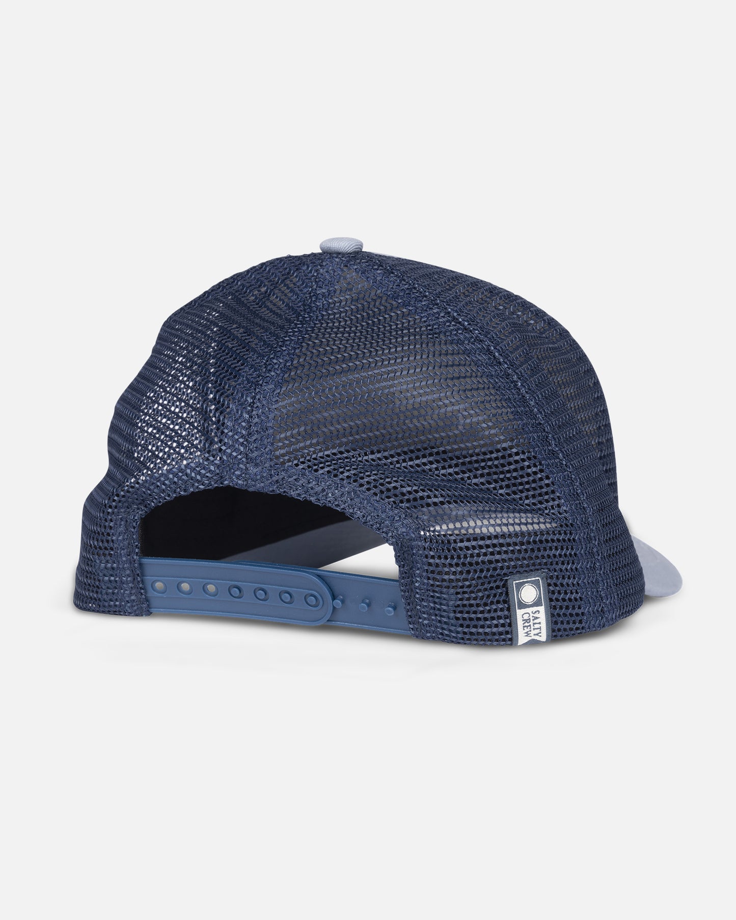back view of Watermark Retro Trucker - Blue Fog
