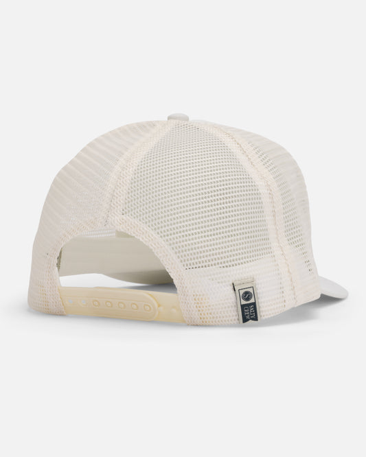 Back view of the Sunny Foamy Trucker Hat - Off White. 