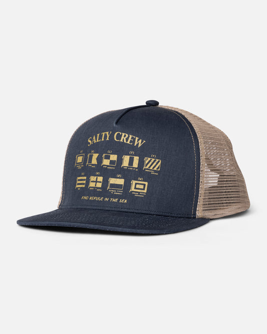 Front view of the Good Times Foamie Trucker - Midnight Navy. 