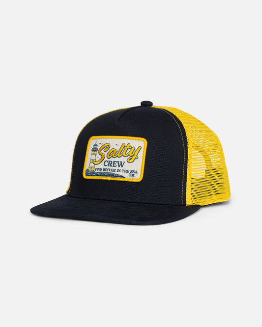 Ashore Boys Trucker Hat - Navy Gold