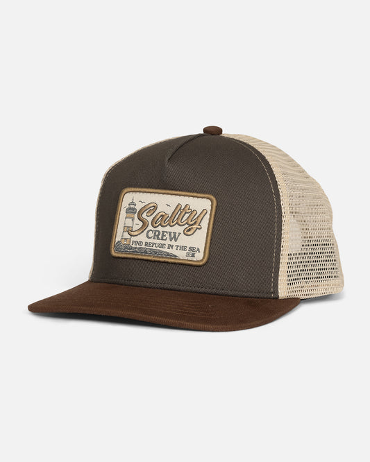 Ashore Trucker Hat - Charcoal Brown