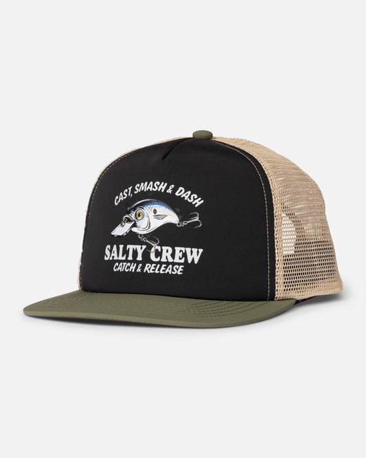 Front view of the Good Times Boys Trucker - Black Olive. 