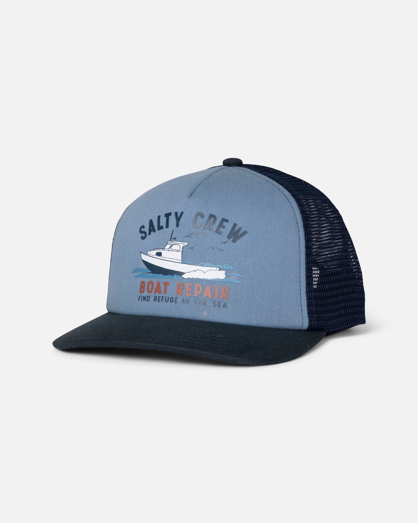 Front view of the Good Times Boys Trucker - Blue. 