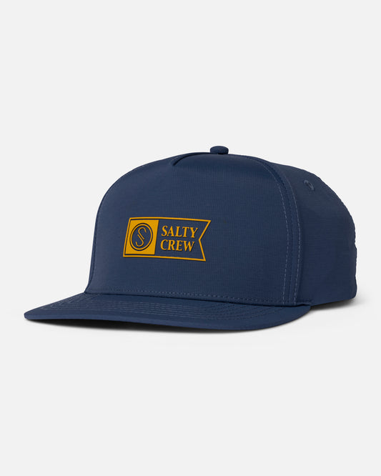 Front view of the Apex Snapback  - Midnight Navy. 