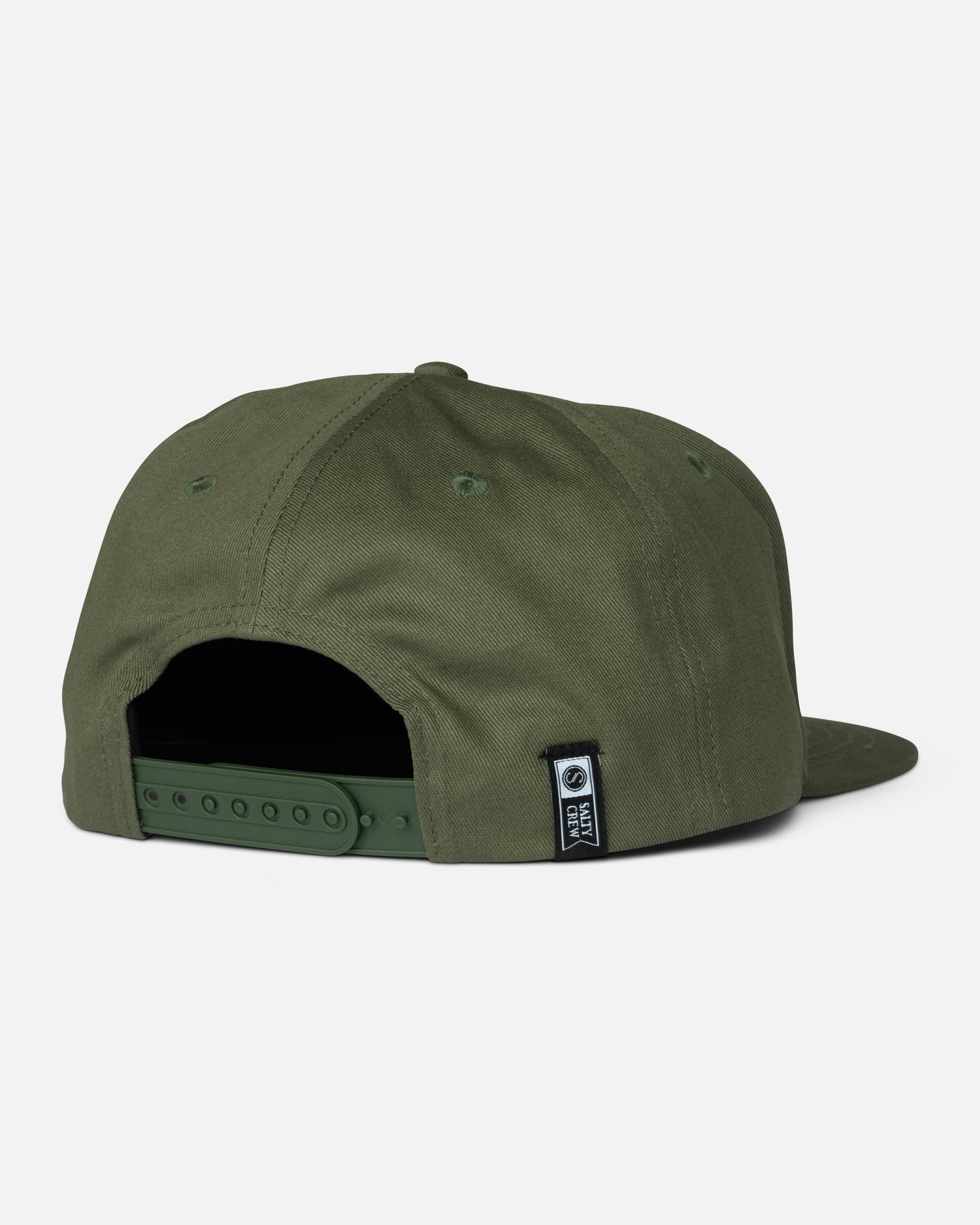 Back view of the Seawater Snapback - Olive. 