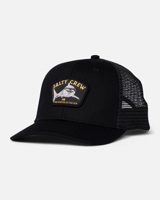 Front view of the Lurking Boys Trucker - Black. 