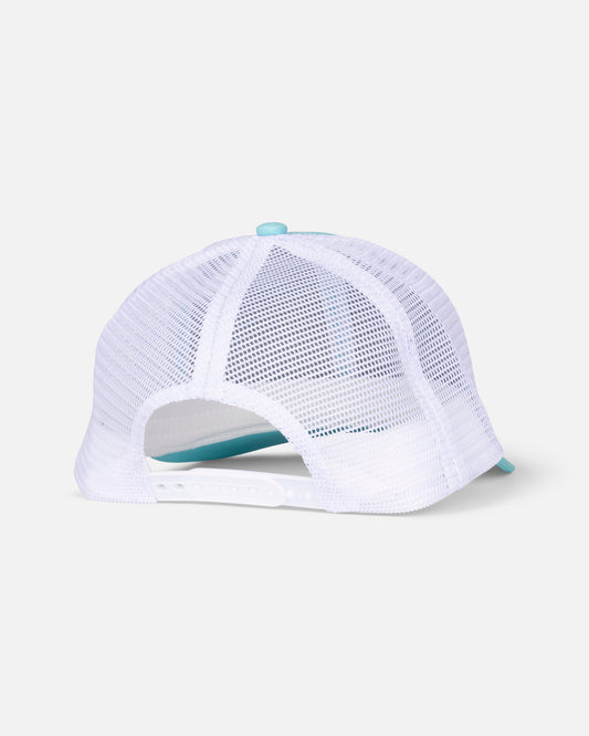 Back view of the Patched Retro Trucker - Seafoam. 