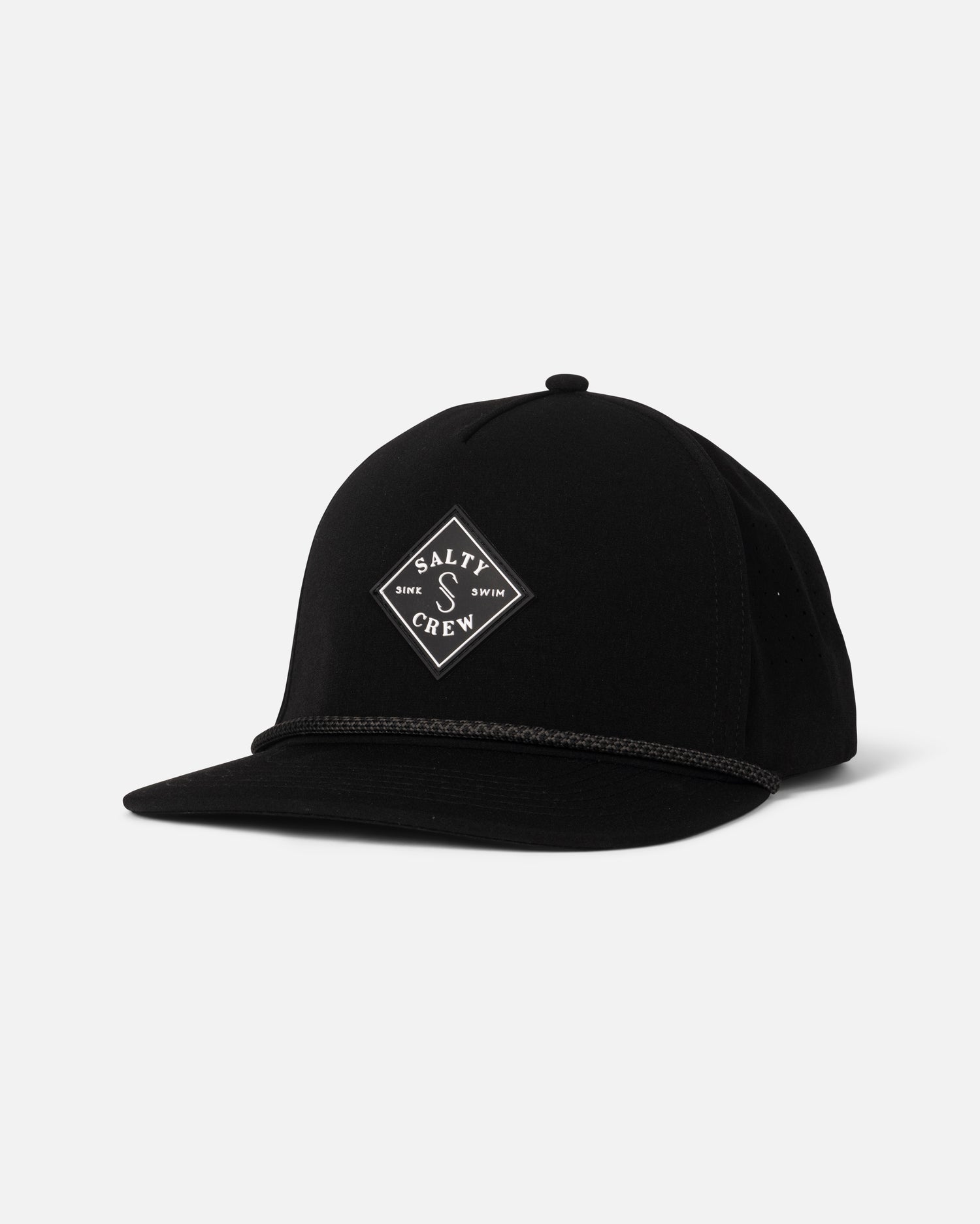 Front view of the Long Range Snapback - Black. 