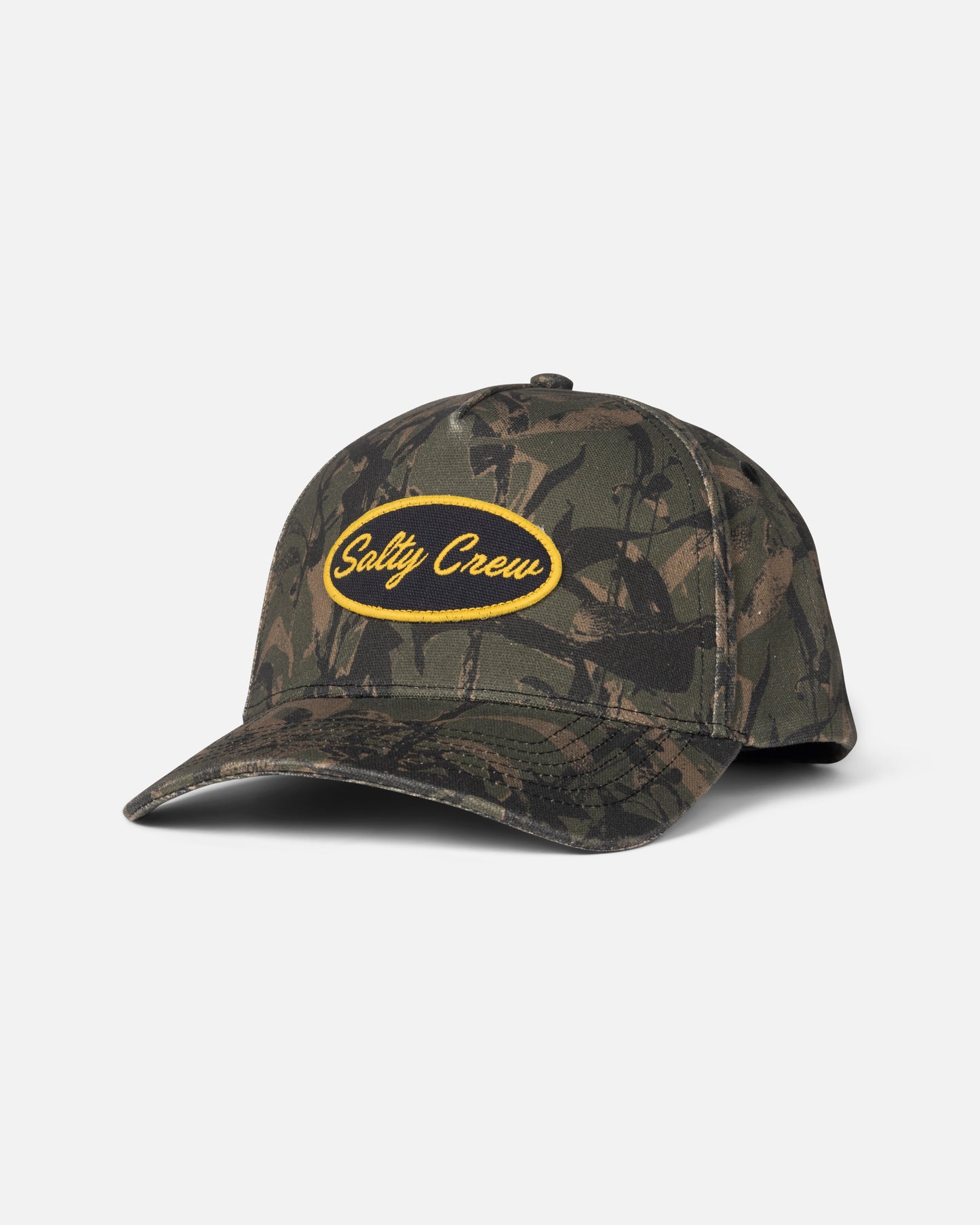 Front view of the Upstream Snapback - Olive Camo. 