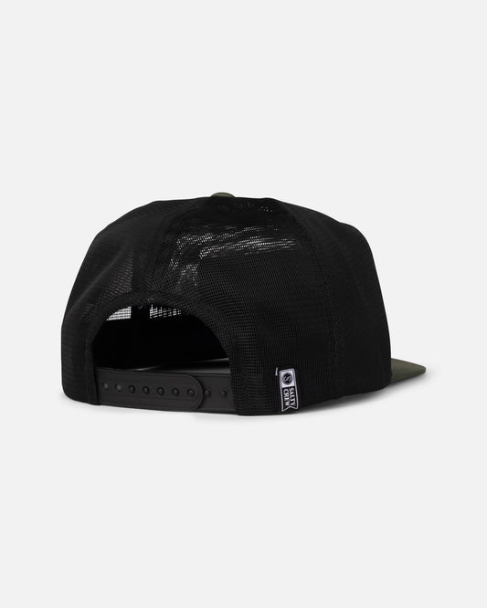 Back view of the Bait Shop Trucker - Green/Black.