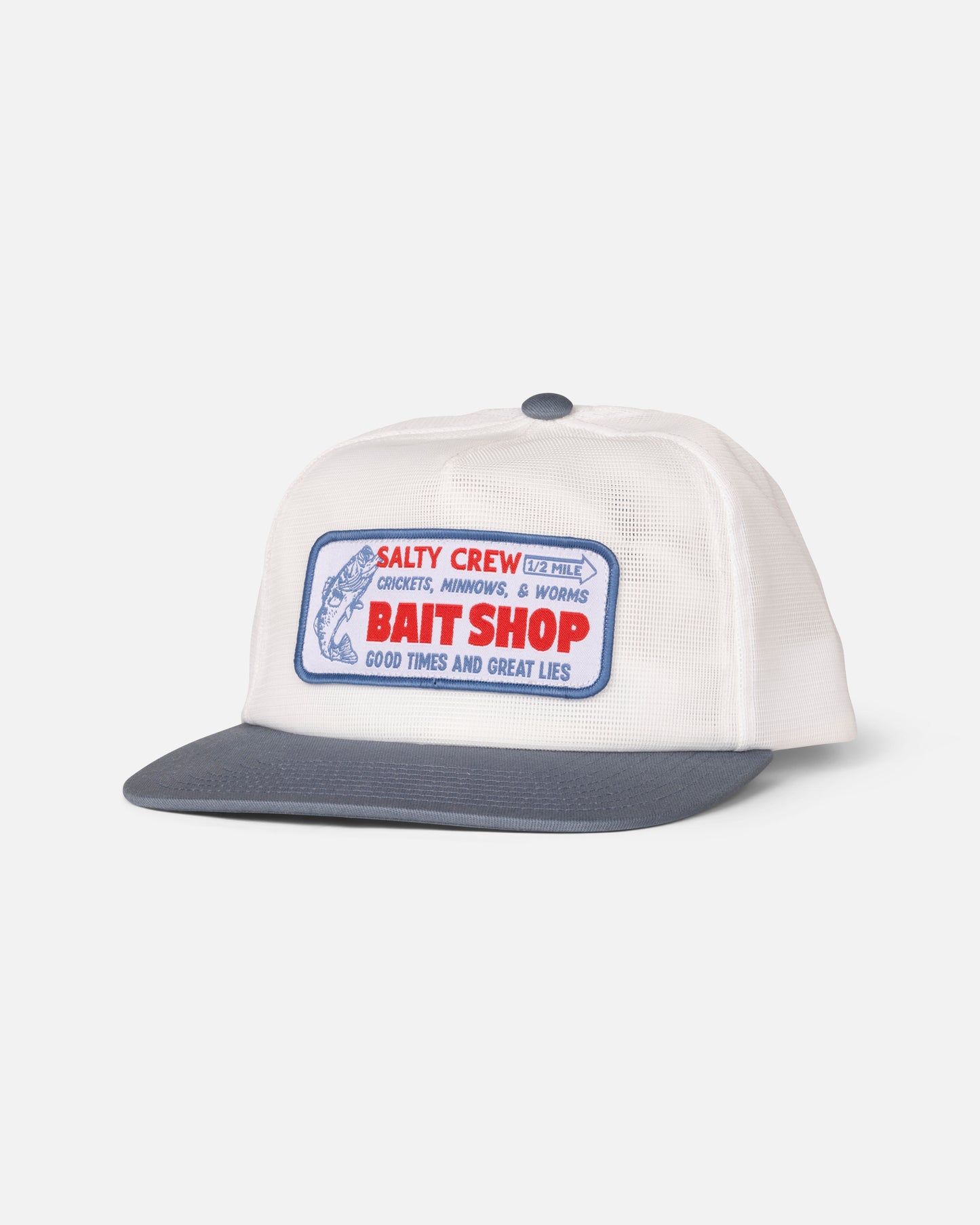 Front view of the Bait Shop Trucker - Off White.