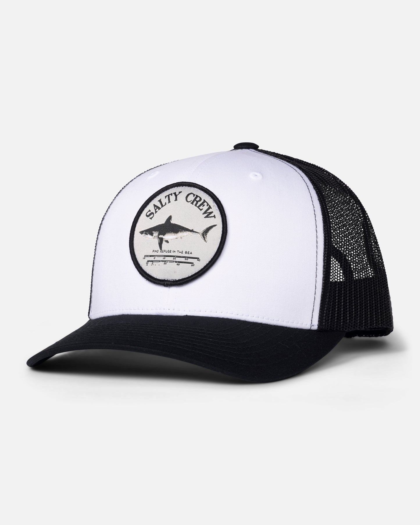 Front view of the Bruce Trucker - White Black. 