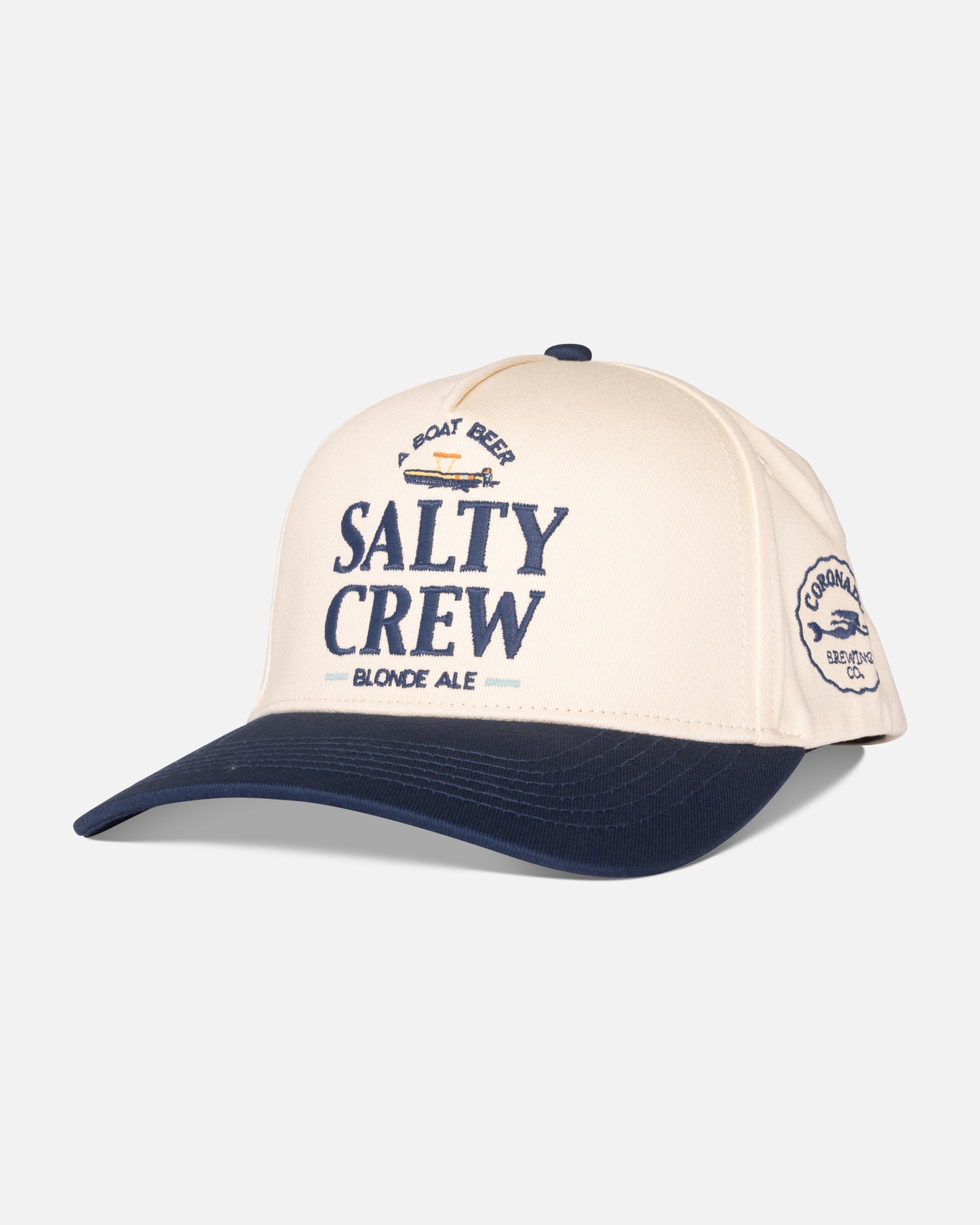 Salty Brew 5 Panel Hat - Off White/Navy
