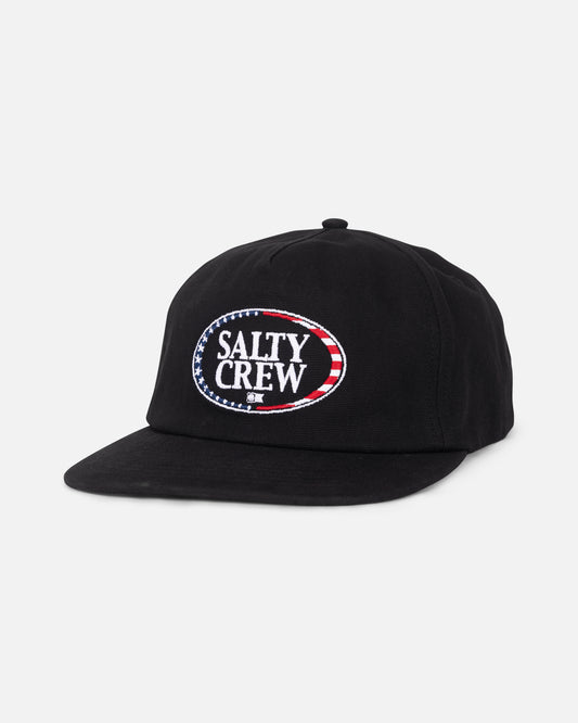 front view of America A-Frame Snapback Hat - Black