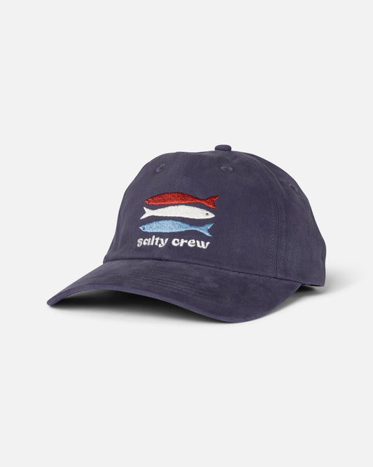 Front view of the Adventure Dad Hat - Vintage Indigo. 