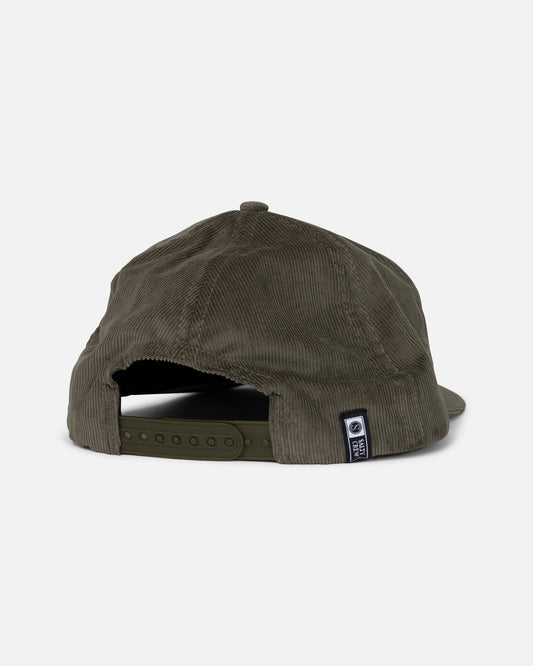 Back view of the Chop Shop Snapback - Dusty Olive. 
