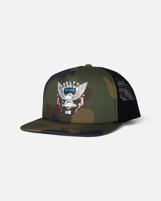 Front view of the America Talon Trucker - Camo. 