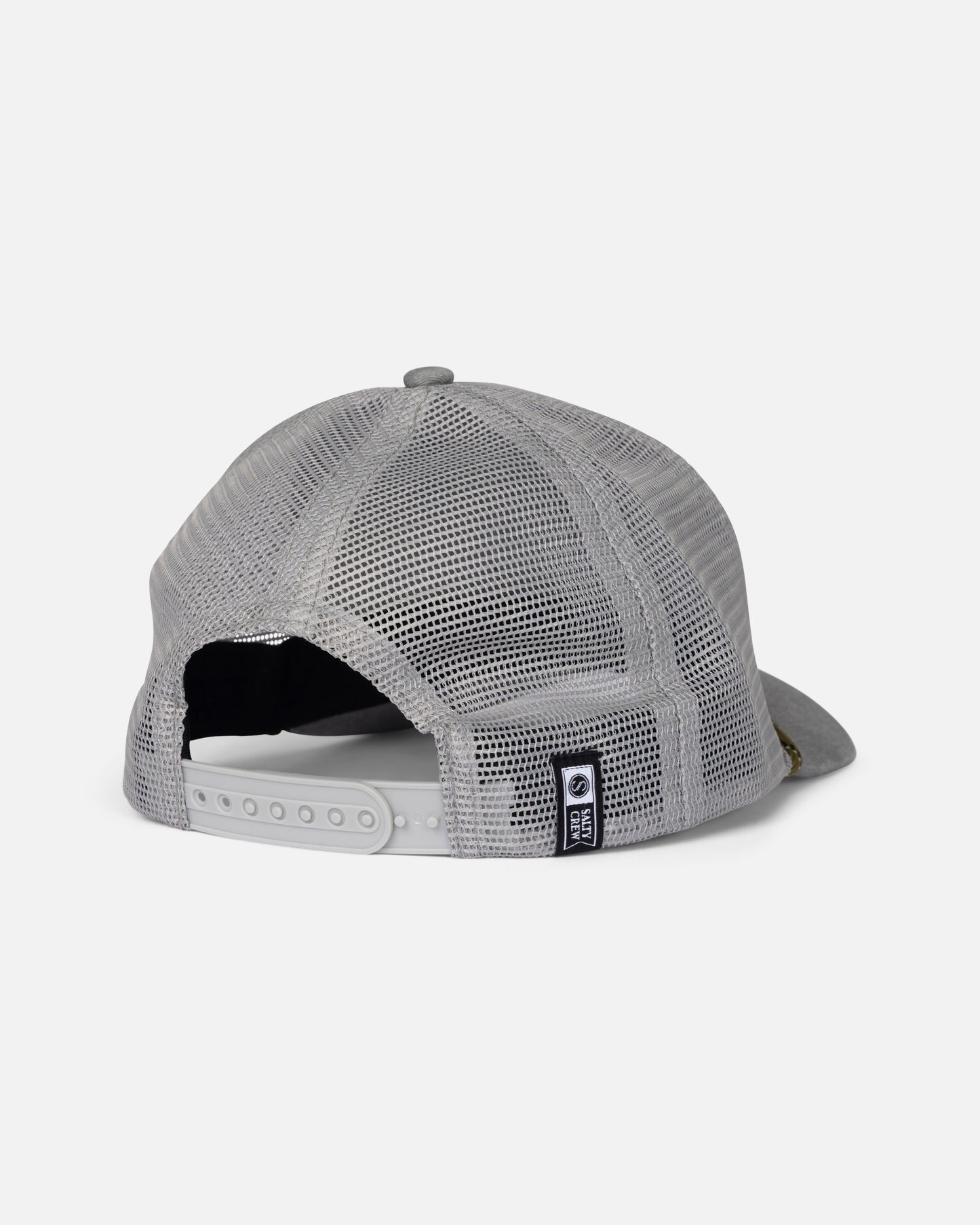 Back view of the Fishing Club Trucker - Grey Heather. 