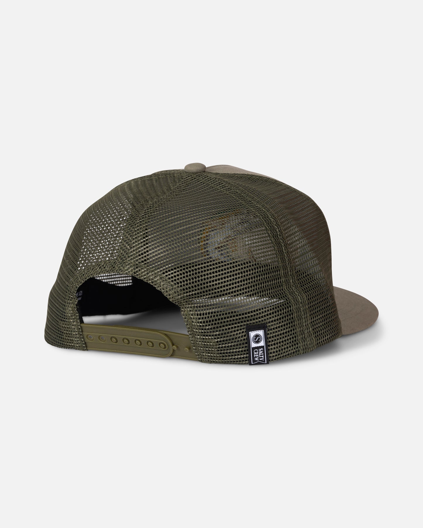 Back view of the Yellow Tailed Trucker - Agave. 