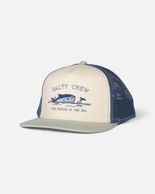 Front view of the Native Vibes Boys Trucker - Mid Blue. 