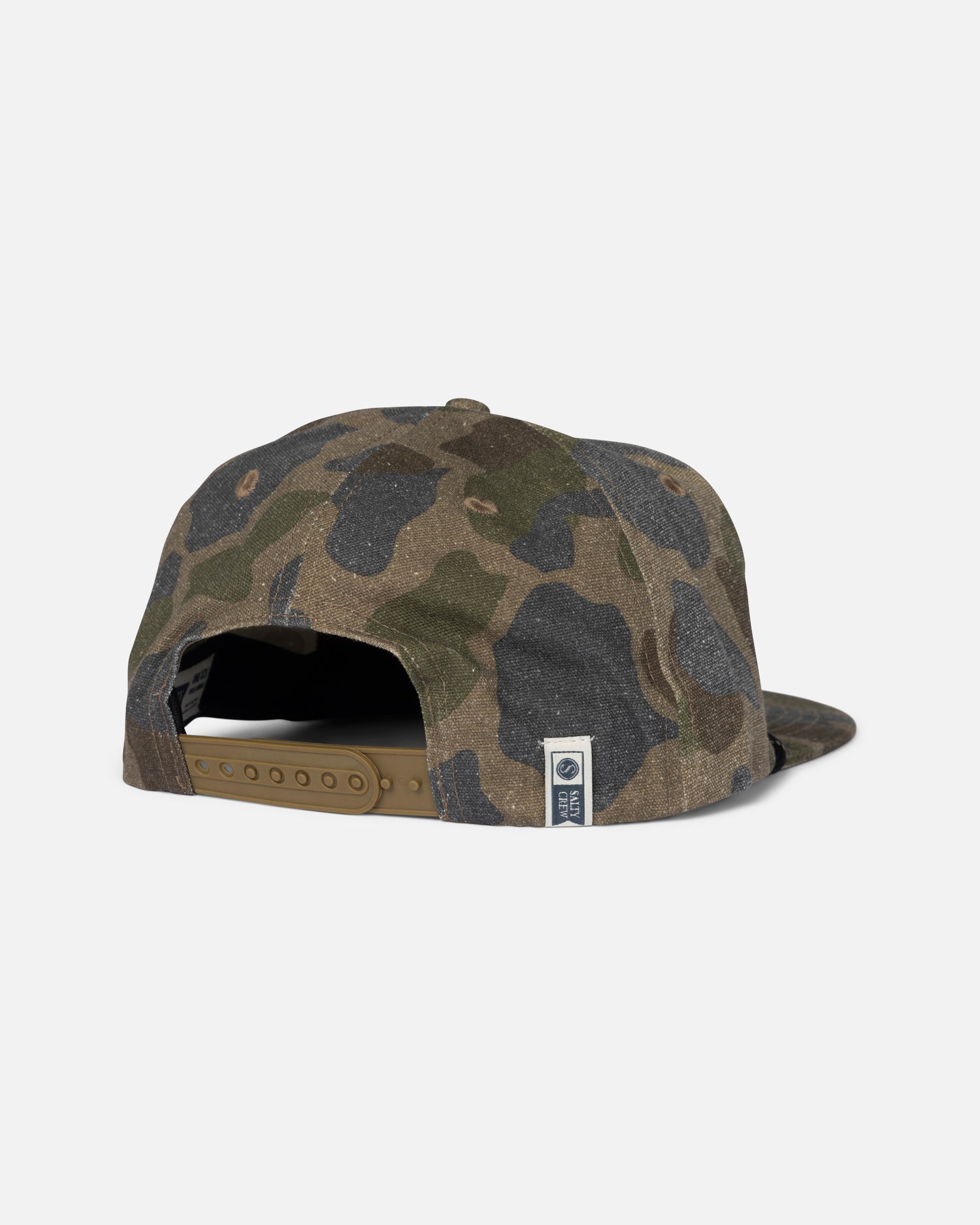 Back view of the Steadfast Snapback - Sand Camo. 