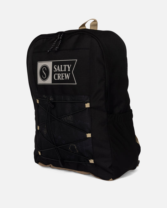 front angled view of Alpha Print Backpack - Black