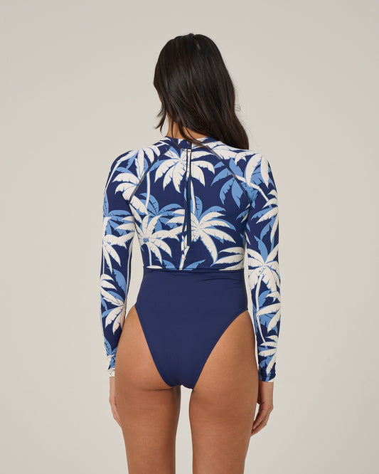 Back view of the Palms Up Surf Suit - Bright Navy. 