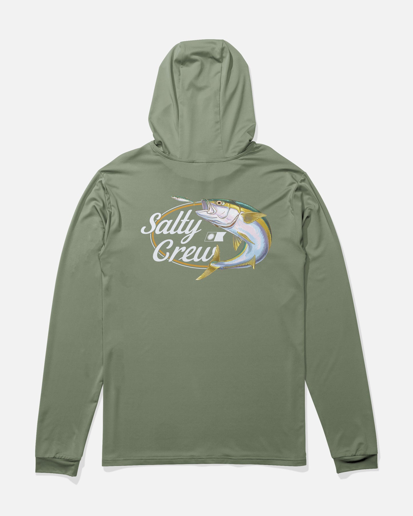 Back view of the Yellow Tailed Hood Sunshirt - Agave. 