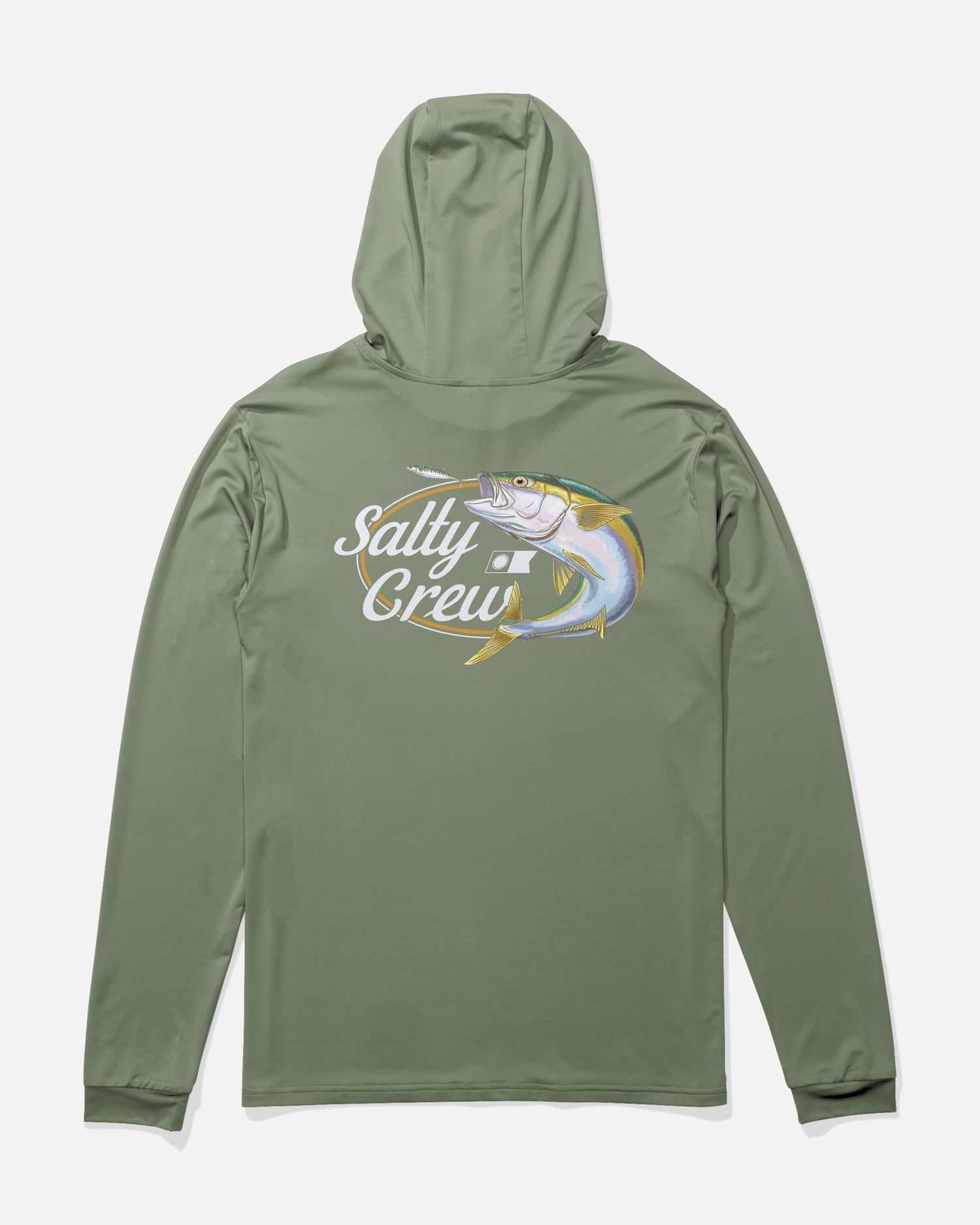 Back view of the Yellow Tailed Hood Sunshirt - Agave. 