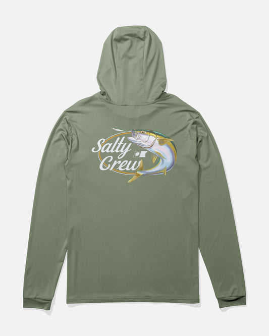 Back view of the Yellow Tailed Hood Sunshirt - Agave. 