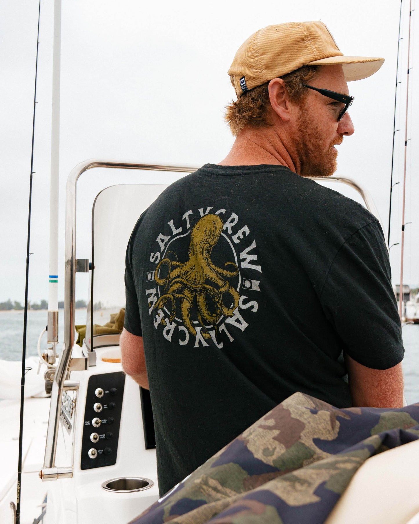Lifestyle shot of the Tentacles Premium Tee - Black. 