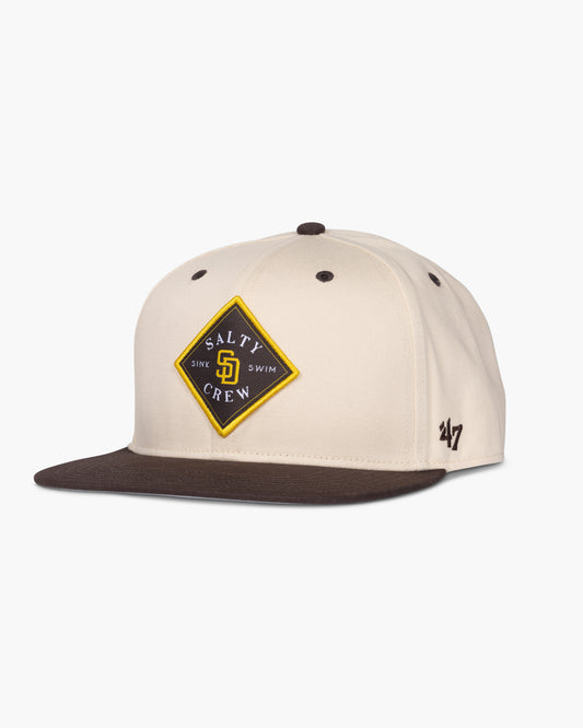 front view of Salty Crew x Padres x 47 Natural Structured Snapback