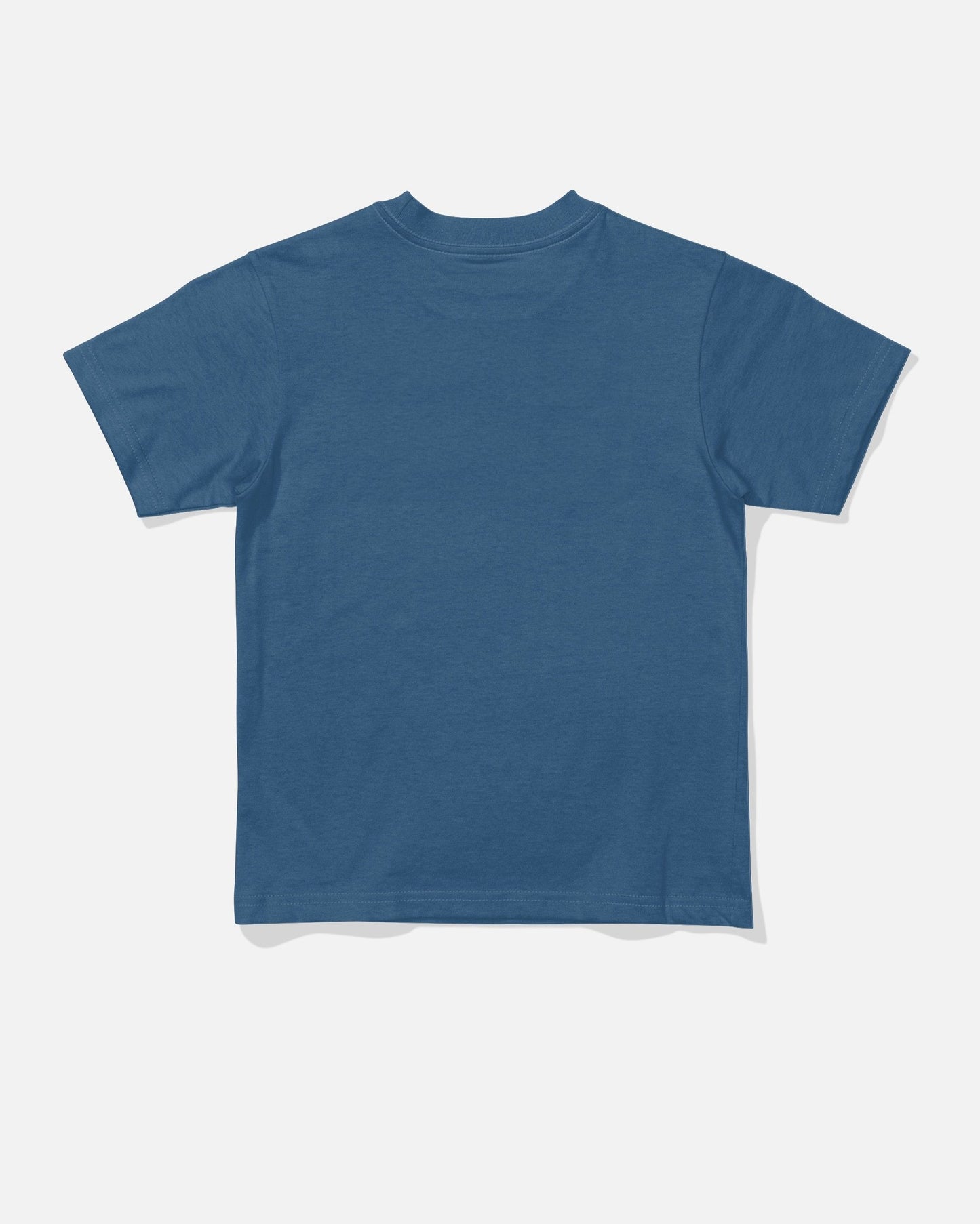 A Salty Crew “Truck Bed Toddler Tee” in cast blue is shown laid flat with the back side facing up against a white background.