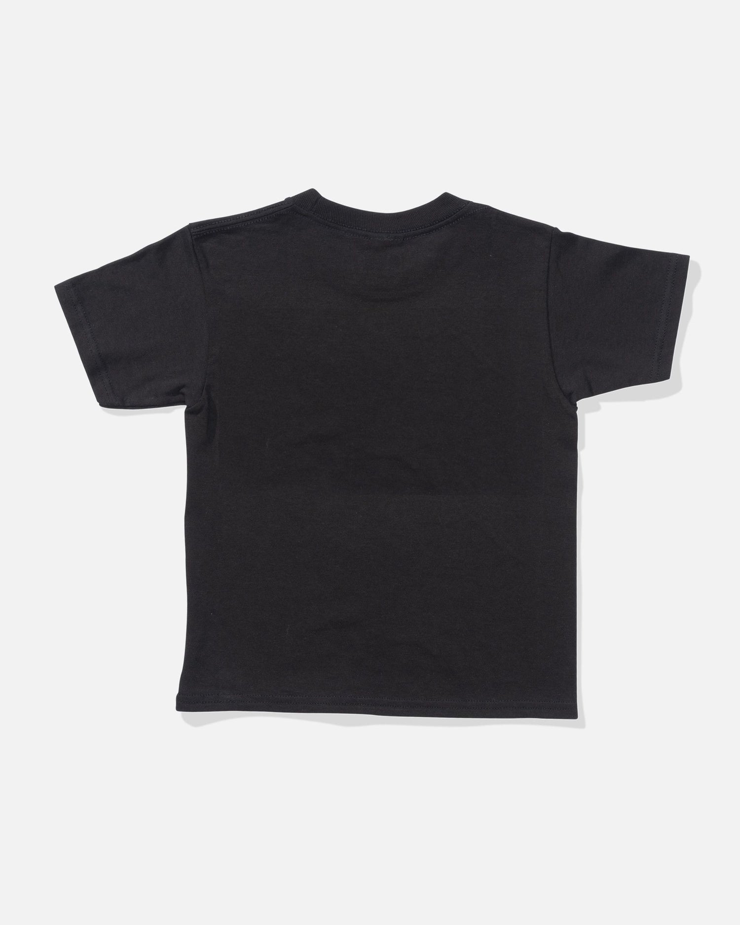 A plain black short-sleeve toddler t-shirt from Salty Crew, the Inverse Flag Toddler Tee, is laid flat on a white background and shown from the back, with no visible logos or printed designs.
