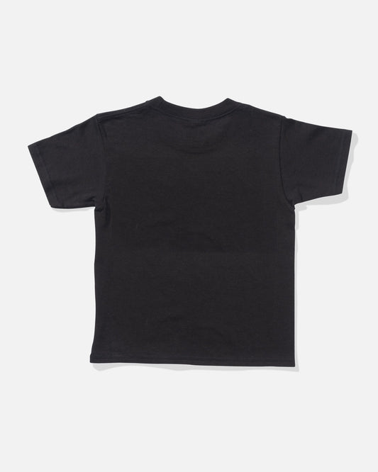 A plain black short-sleeve toddler t-shirt from Salty Crew, the Inverse Flag Toddler Tee, is laid flat on a white background and shown from the back, with no visible logos or printed designs.