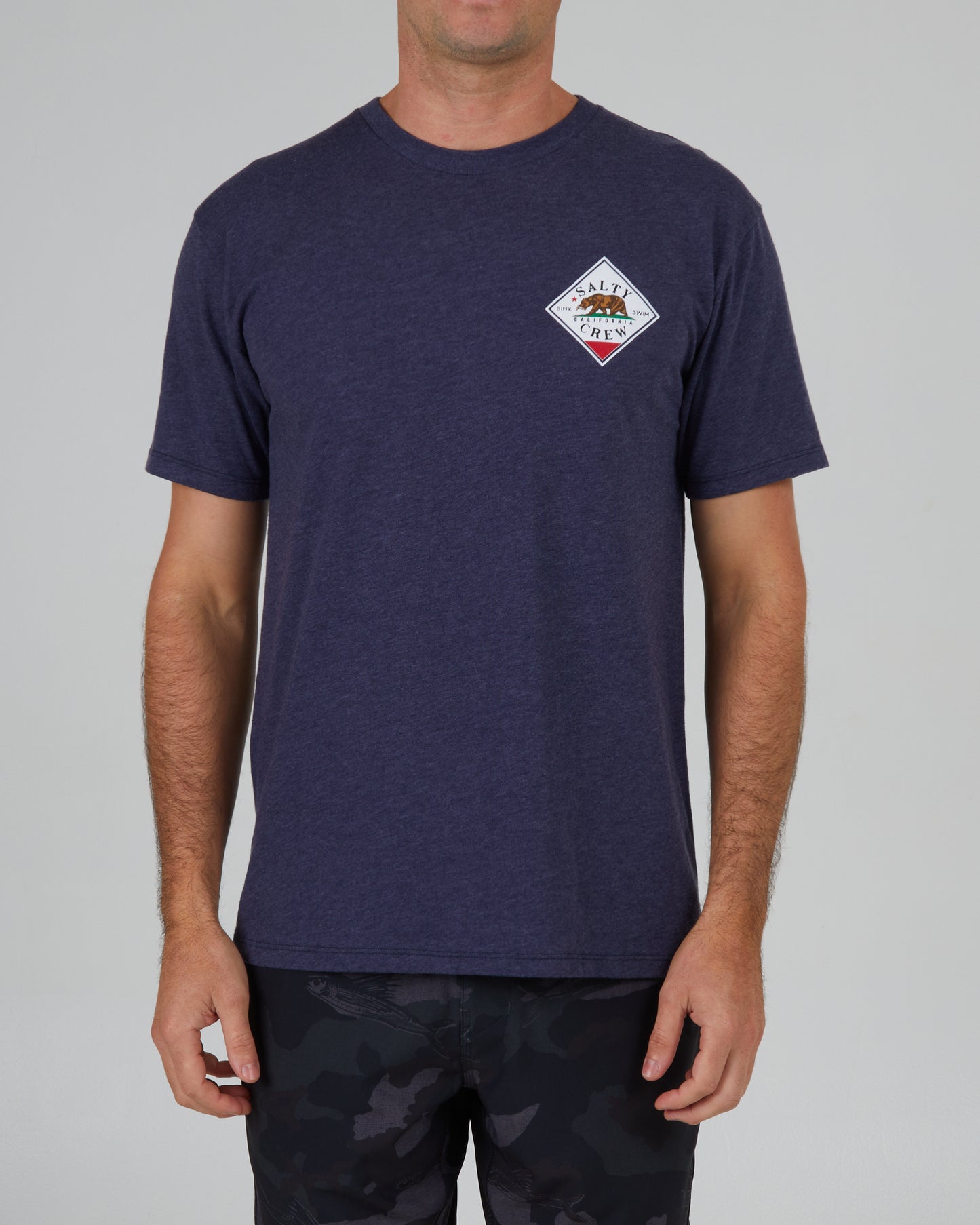On body front of the Tippet Cali Navy Heather S/S Premium Tee