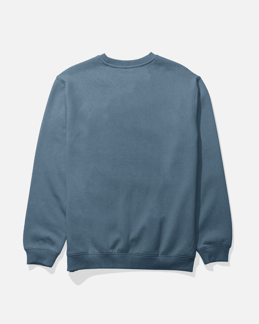 The Salty Crew Crafted Crew Fleece in Slate is displayed laid flat with the back facing up against a light background.