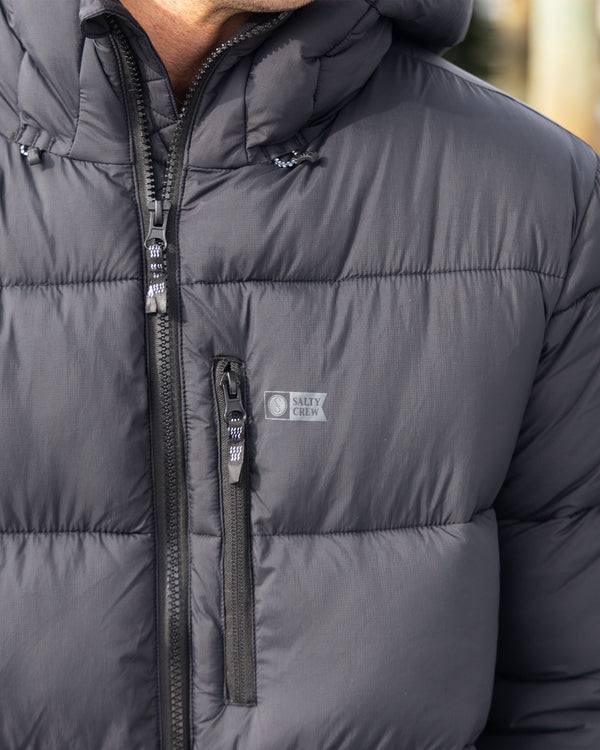 Detail photo of the Apex Barrier Jacket - Pirate Black. 
